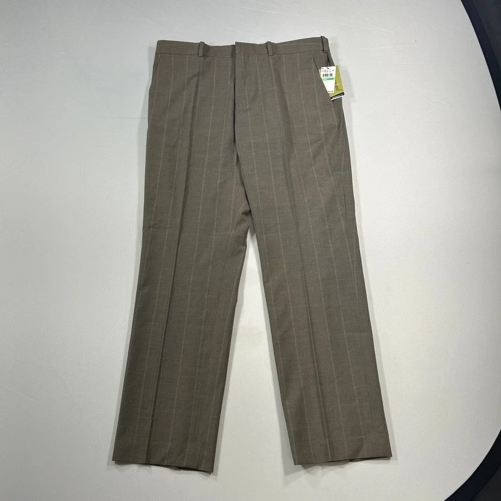 Perry Ellis Dress Pants Mens 34x30 Dark Beige Window‎ Modern-Fit NEW